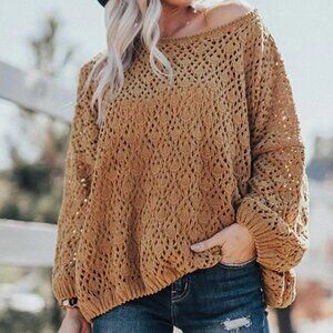 Mustard colored lightweight loose knit sweater